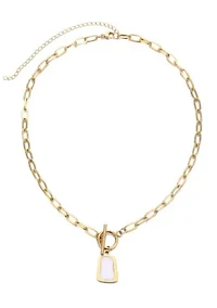 Tarnish Resistant 18k Gold Plated Mother of Pearl Toggle Necklace