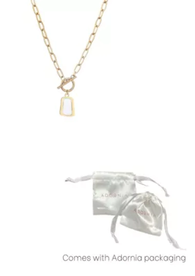 Tarnish Resistant 18k Gold Plated Mother of Pearl Toggle Necklace
