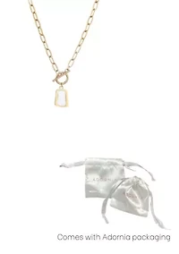 Tarnish Resistant 18k Gold Plated Mother of Pearl Toggle Necklace