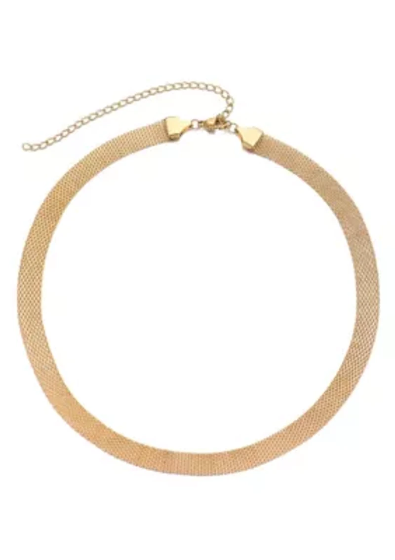 Tarnish Resistant 18k Gold Plated Mesh Chain Necklace