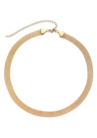 Tarnish Resistant 18k Gold Plated Mesh Chain Necklace