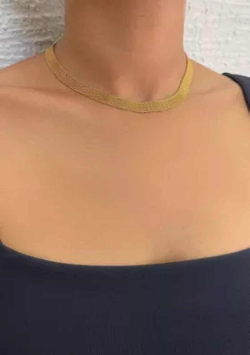 Tarnish Resistant 18k Gold Plated Mesh Chain Necklace