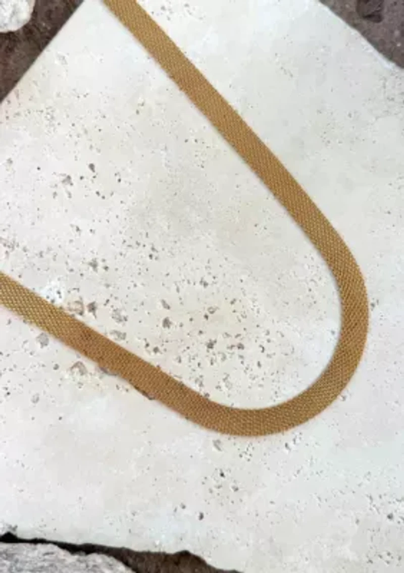 Tarnish Resistant 18k Gold Plated Mesh Chain Necklace