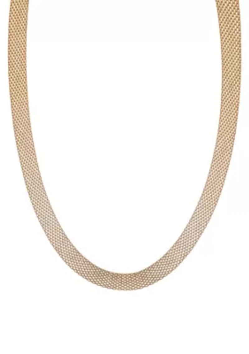 Tarnish Resistant 18k Gold Plated Mesh Chain Necklace