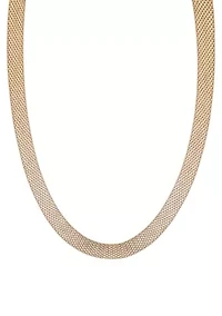 Tarnish Resistant 18k Gold Plated Mesh Chain Necklace