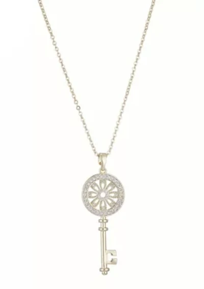 14k Gold Plated Ornate Key Pendant Necklace