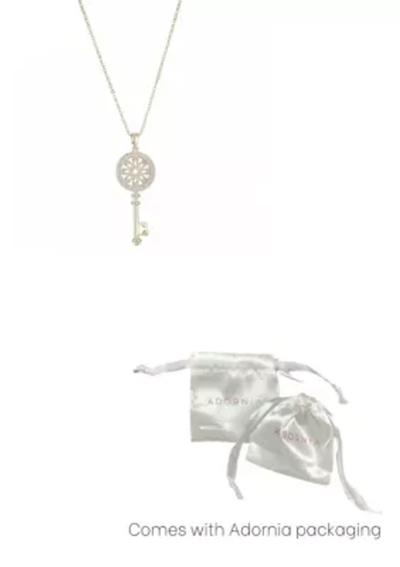 14k Gold Plated Ornate Key Pendant Necklace