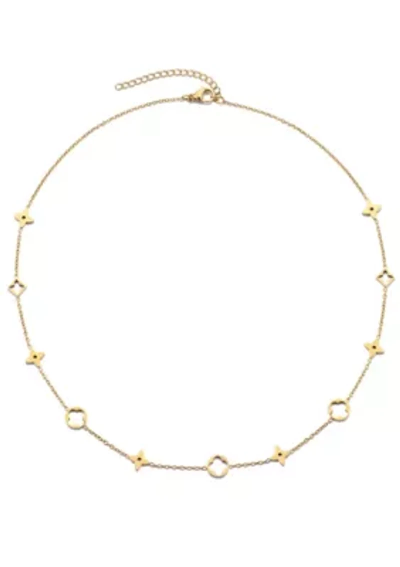 Tarnish Resistant 18k Gold Plated Mixed Clover Necklace