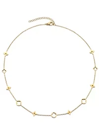 Tarnish Resistant 18k Gold Plated Mixed Clover Necklace