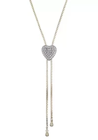 14k Gold Plated CZ Heart Bolo Necklace
