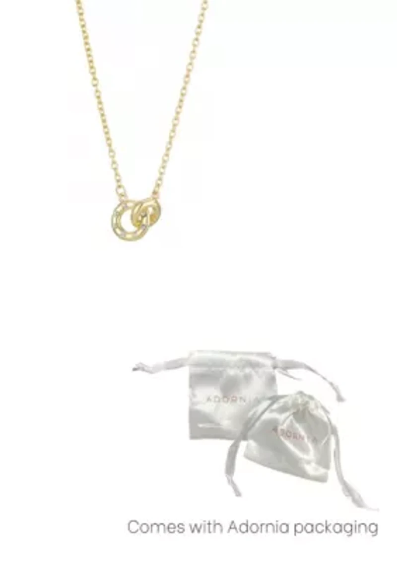 Tarnish Resistant 18k Gold Plated CZ Locking Rings Necklace