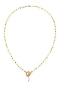 Tarnish Resistant 18k Gold Plated Freshwater Pearl Toggle Necklace