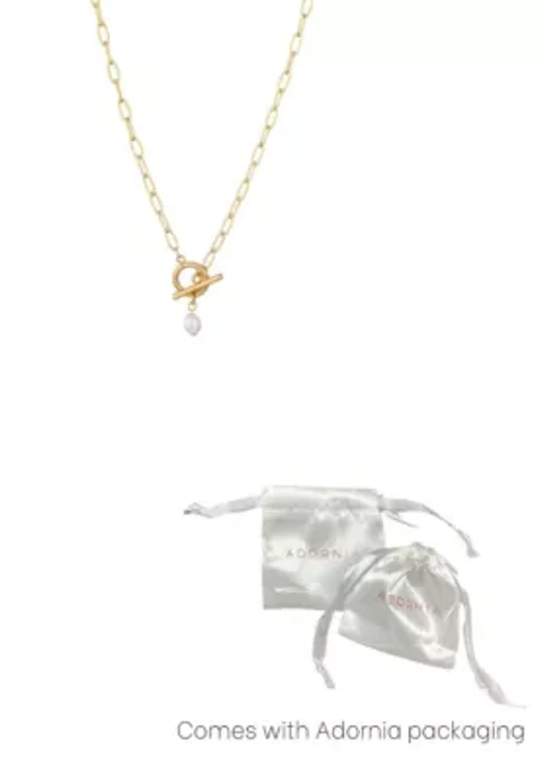 Tarnish Resistant 18k Gold Plated Freshwater Pearl Toggle Necklace