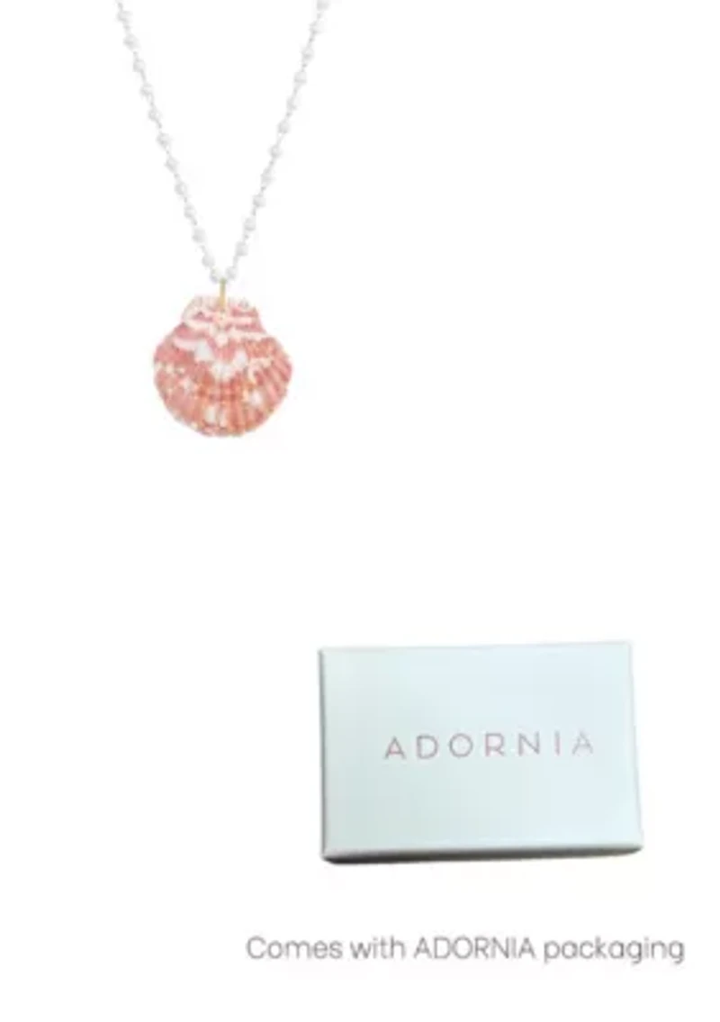14k Gold Plated Pink Shell Rosary Pearl Necklace