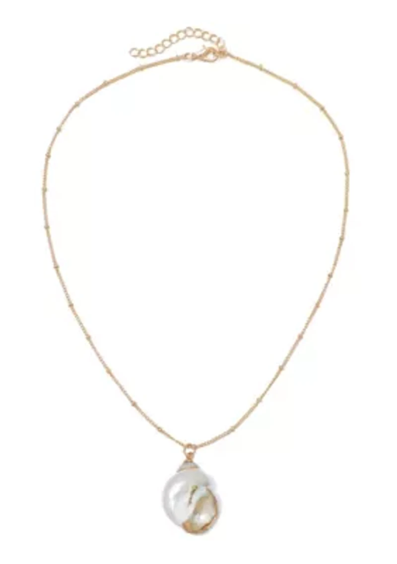 14k Gold Plated Golden Shell Pendant Necklace