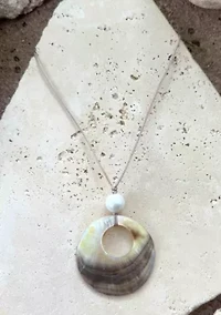 Adjustable Leather and Shell Necklace