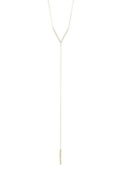 14k Gold Plated Crystal Y Lariat Necklace