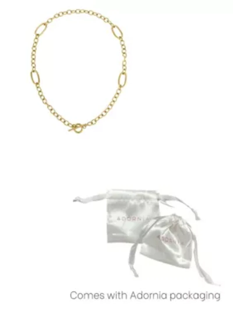 Tarnish Resistant 18k Gold Plated Mixed Link Toggle Necklace