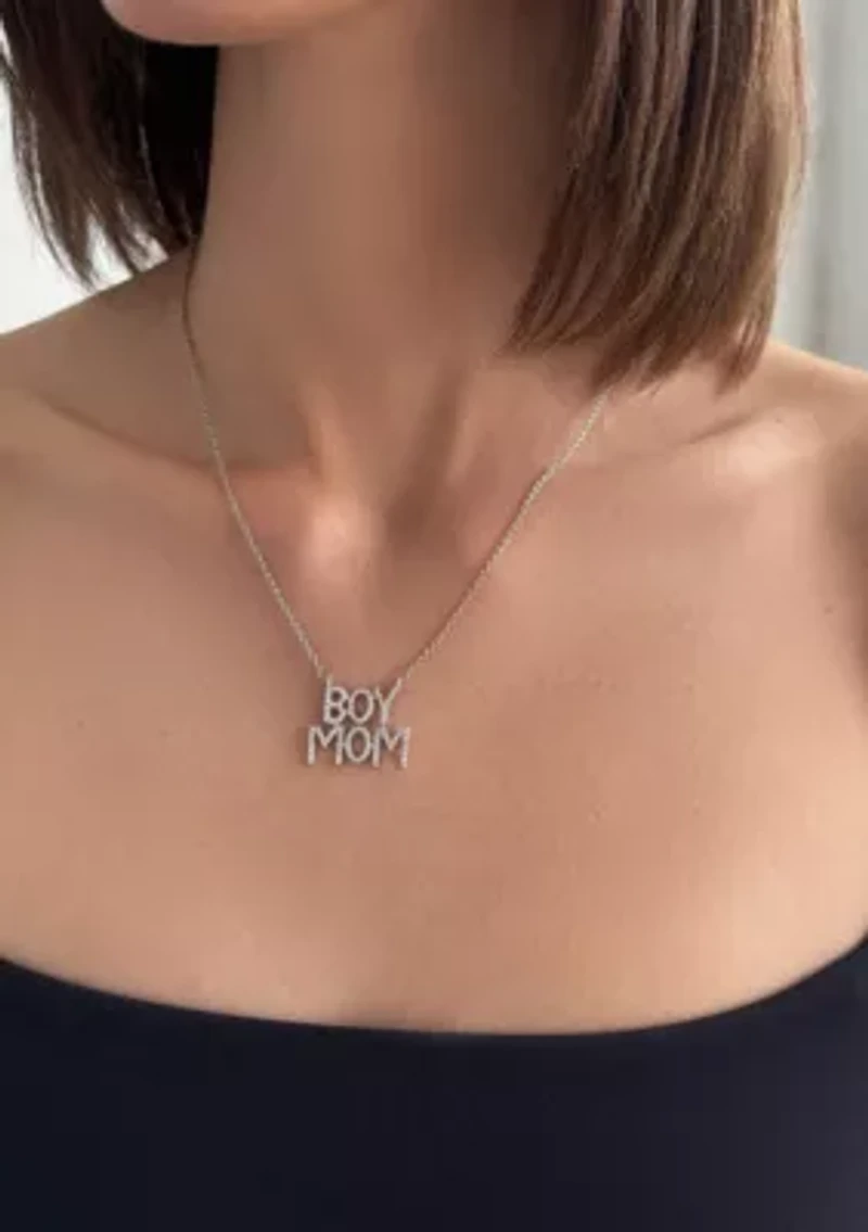 Silver Plated CZ Boymom Pendant Necklace