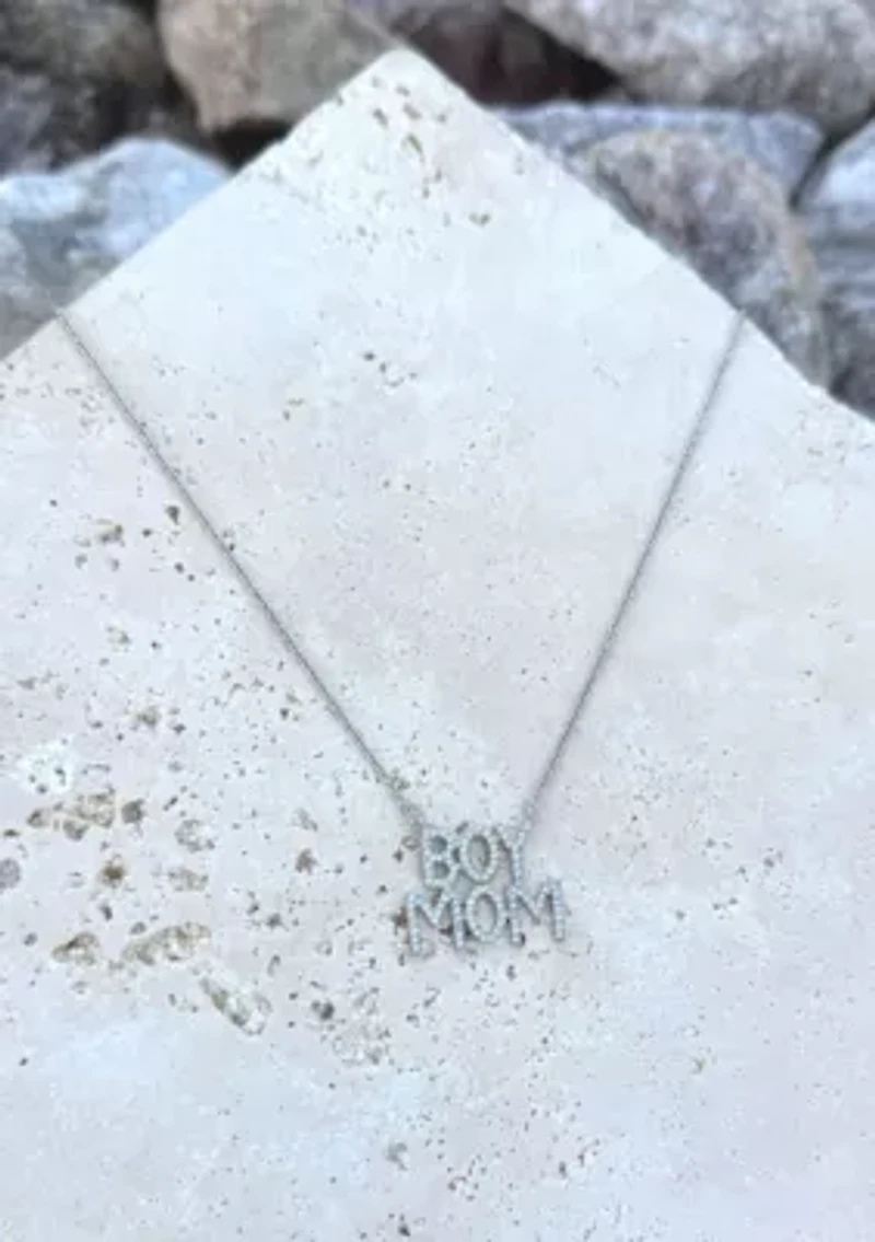 Silver Plated CZ Boymom Pendant Necklace