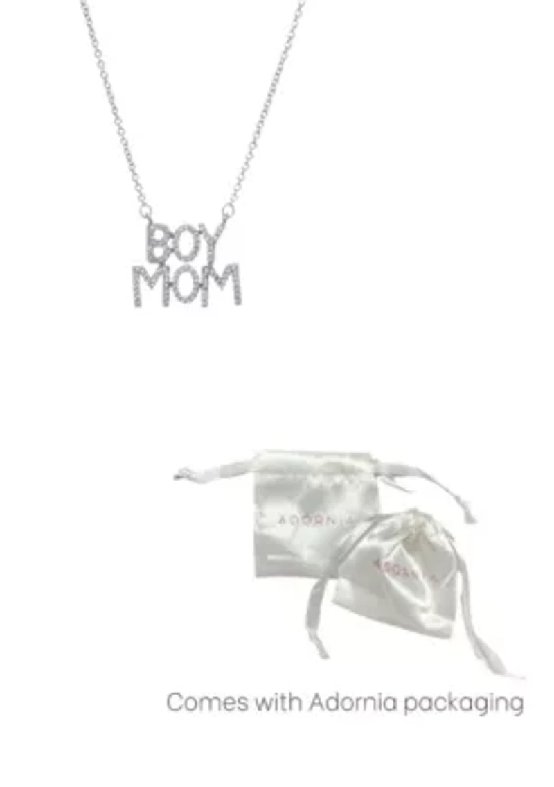 Silver Plated CZ Boymom Pendant Necklace