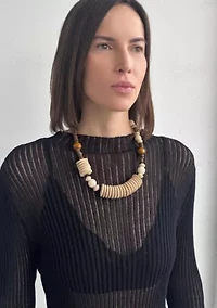 Mixed Wood Disc Adjustable Disc Necklace