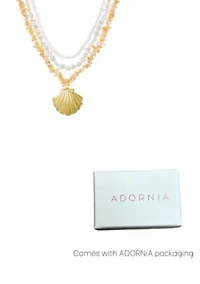 14k Gold Plated Multi-Strand Shell Pendant Necklace