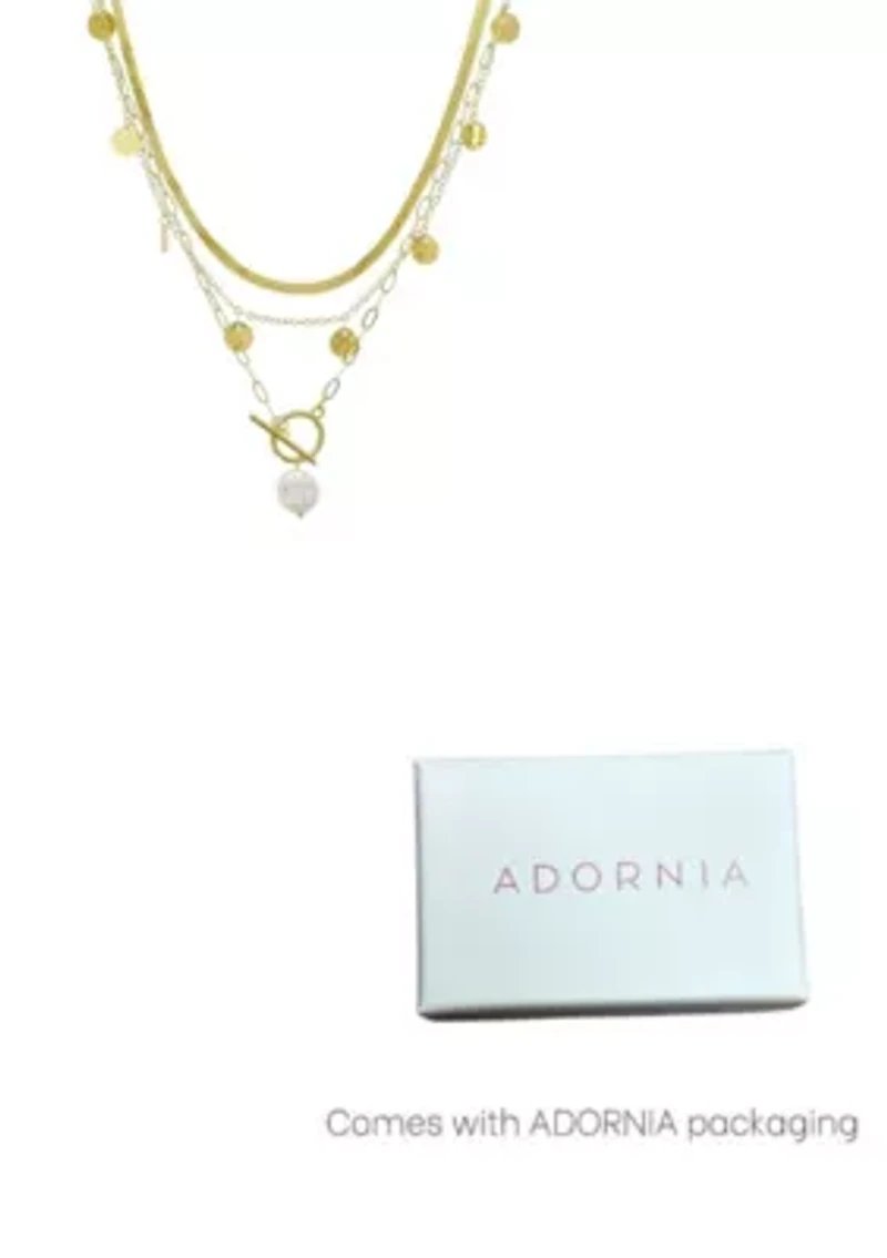 14k Gold Plated Freshwater Pearl and 3-Layer Necklace