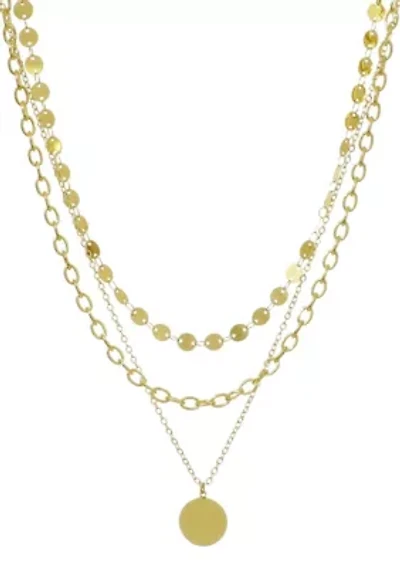 14k Gold Plated 3-Layer Toggle and Confetti Necklace