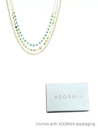 14k Gold Plated 3-Layer Toggle, Confetti, and Turquoise Necklace