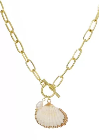 Gold Plated Shell Toggle Necklace