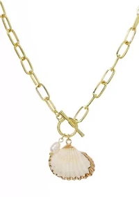 Gold Plated Shell Toggle Necklace