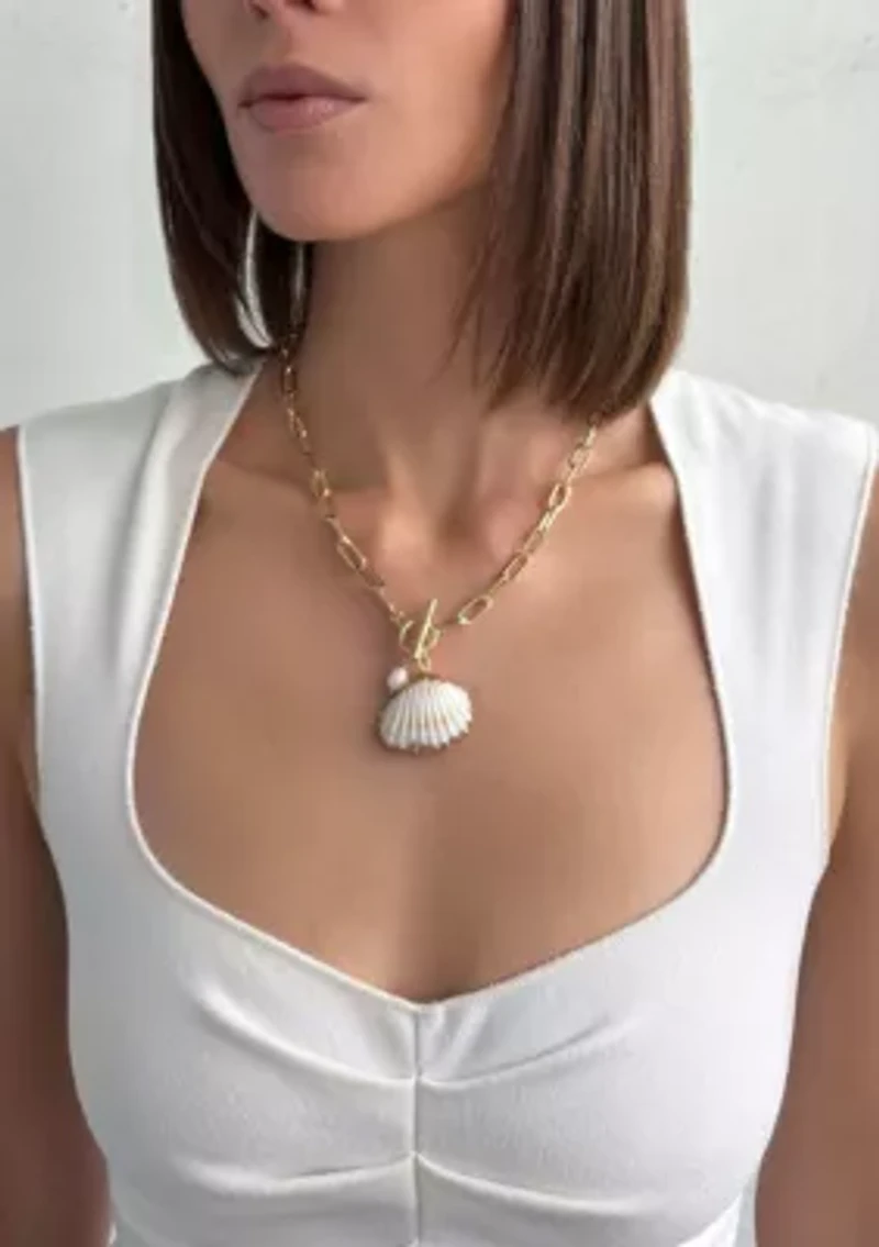 Gold Plated Shell Toggle Necklace