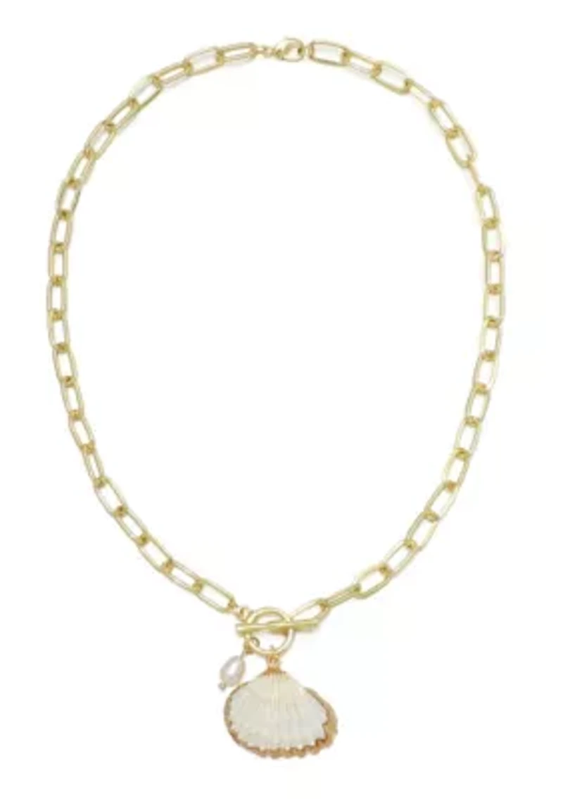 Gold Plated Shell Toggle Necklace