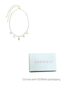 14k Gold Plated Adjustable 2mm Pearl Charm Necklace