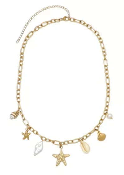 Tarnish Resistant 18k Gold Plated Freshwater Pearl and Charm Necklace