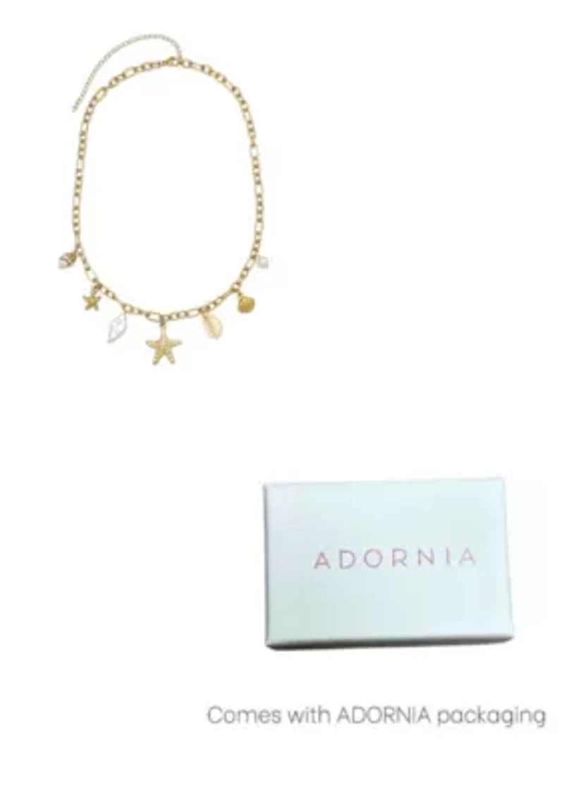 Tarnish Resistant 18k Gold Plated Freshwater Pearl and Charm Necklace