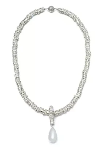 Silver Plated Oversized Pearl on a Magnetic Clasp Chain