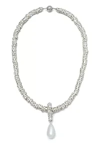 Silver Plated Oversized Pearl on a Magnetic Clasp Chain