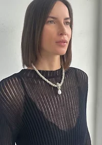 Silver Plated Oversized Pearl on a Magnetic Clasp Chain