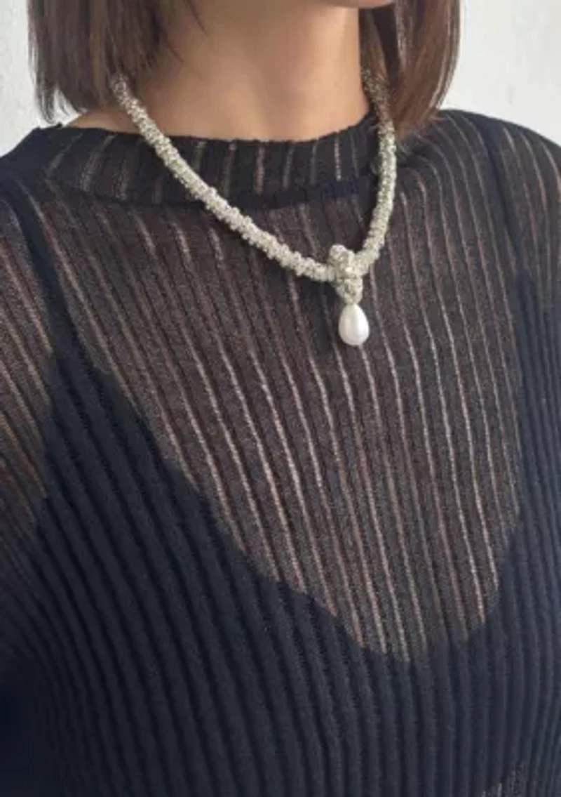 Silver Plated Oversized Pearl on a Magnetic Clasp Chain