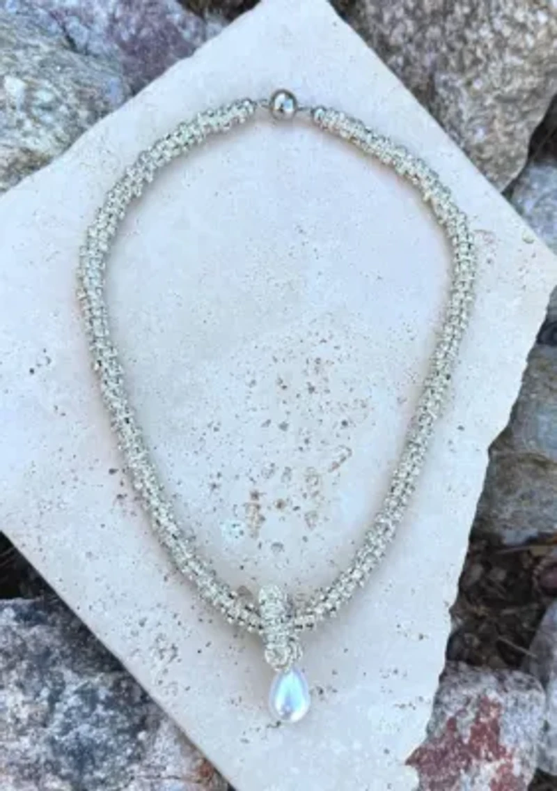 Silver Plated Oversized Pearl on a Magnetic Clasp Chain
