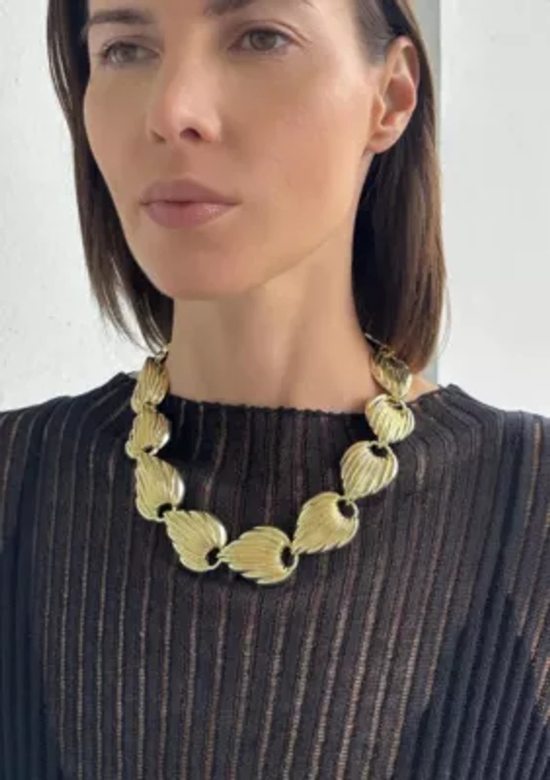 14k Gold Plated Deco Link Necklace