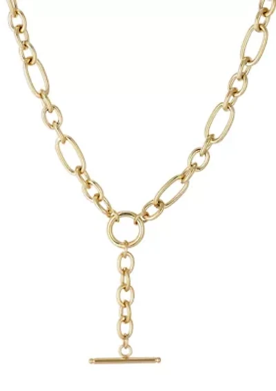 Tarnish Resistant 18k Gold Plated Mixed Link Y-Necklace