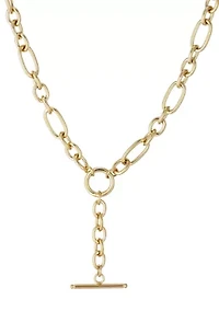 Tarnish Resistant 18k Gold Plated Mixed Link Y-Necklace