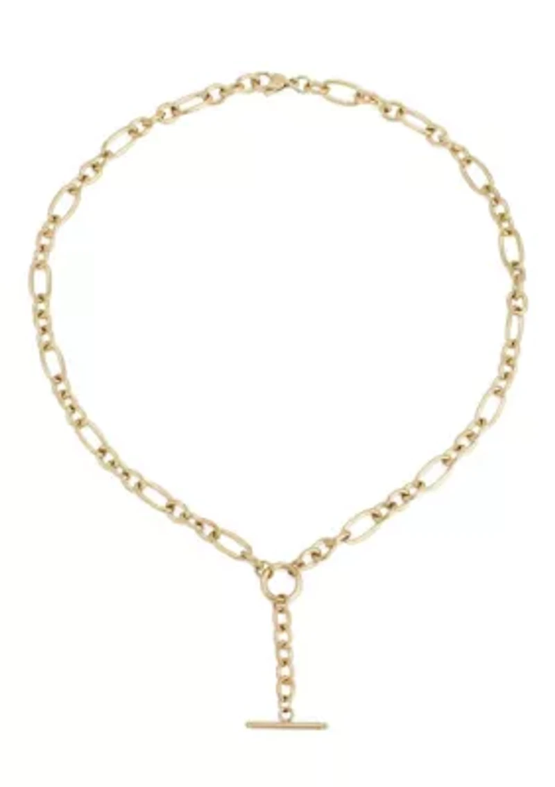 Tarnish Resistant 18k Gold Plated Mixed Link Y-Necklace