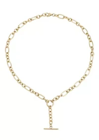 Tarnish Resistant 18k Gold Plated Mixed Link Y-Necklace