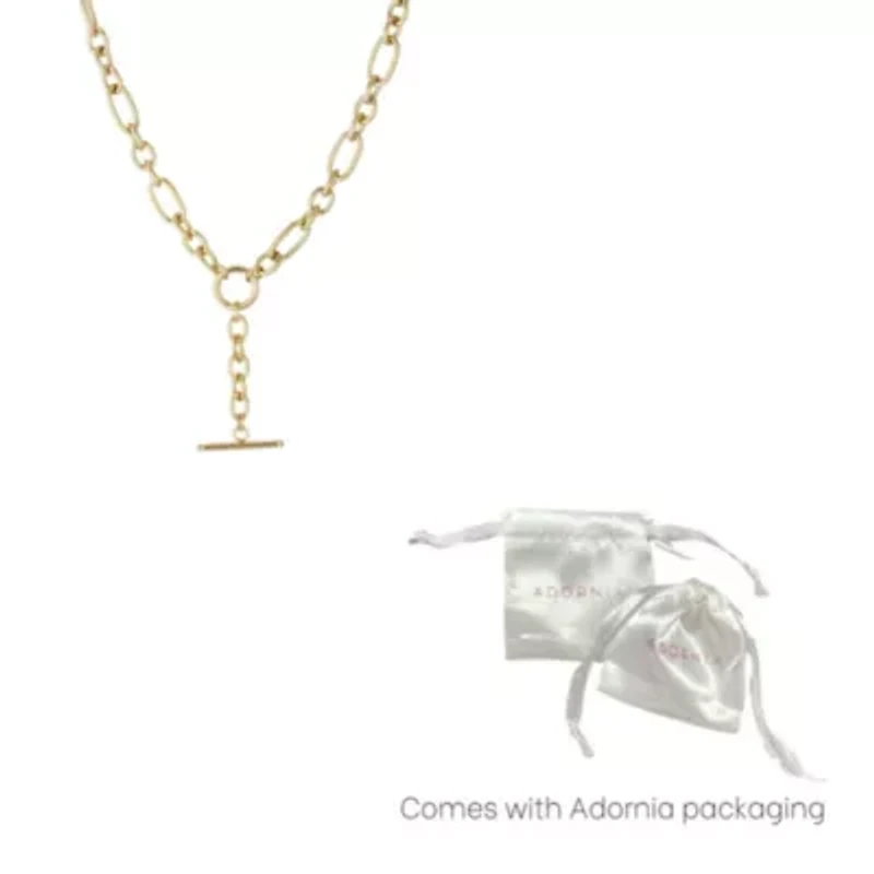 Tarnish Resistant 18k Gold Plated Mixed Link Y-Necklace