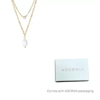 Tarnish Resistant 18k Gold Plated Layered Freshwater Pearl and CZ Necklace Set