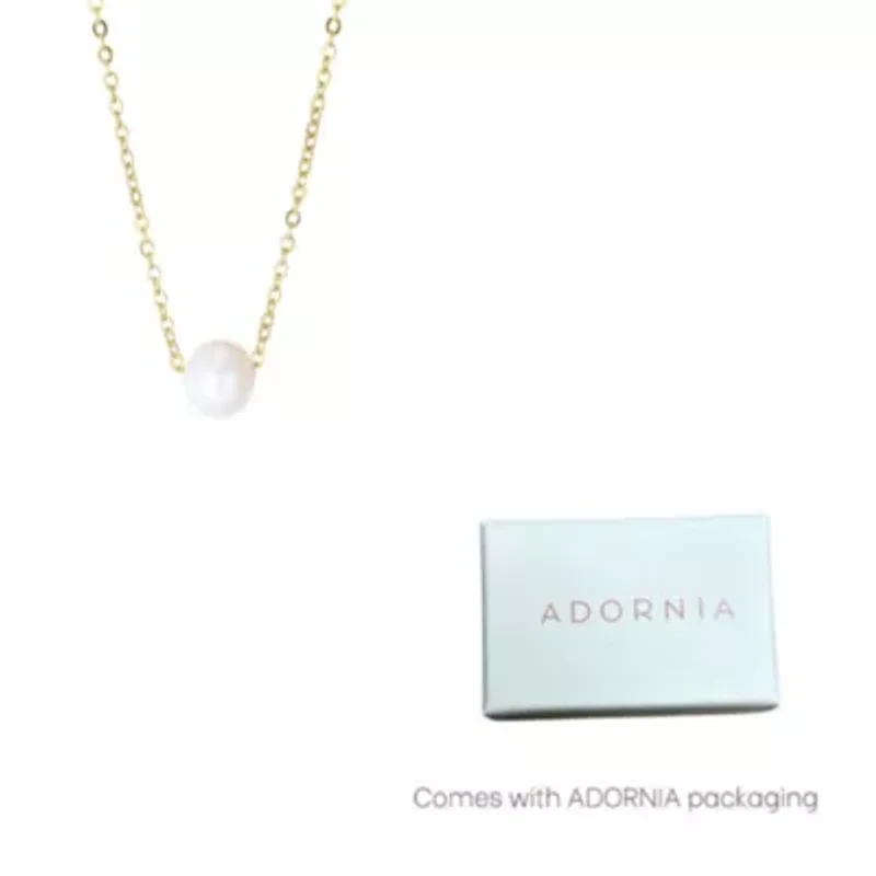 Tarnish Resistant 18k Gold Plated Sliding 6mm Freshwater Pearl Pendant Necklace